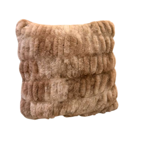 Fur Ribbed 18" Pillow in Truffle