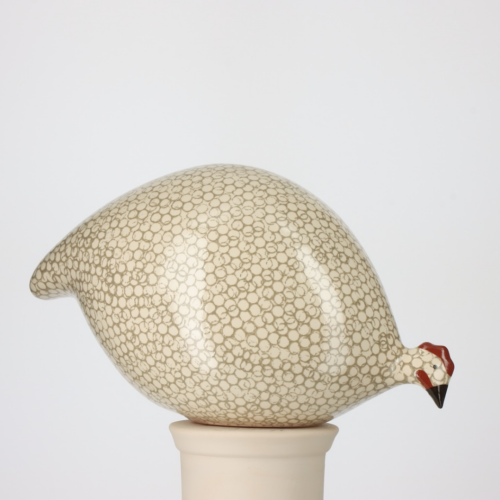 White Speckled Gray Guinea Hen - Peck Down