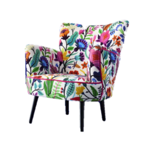 Velvet Armchair Floral Decorative