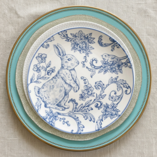 Blue & White Easter Bunny Plate