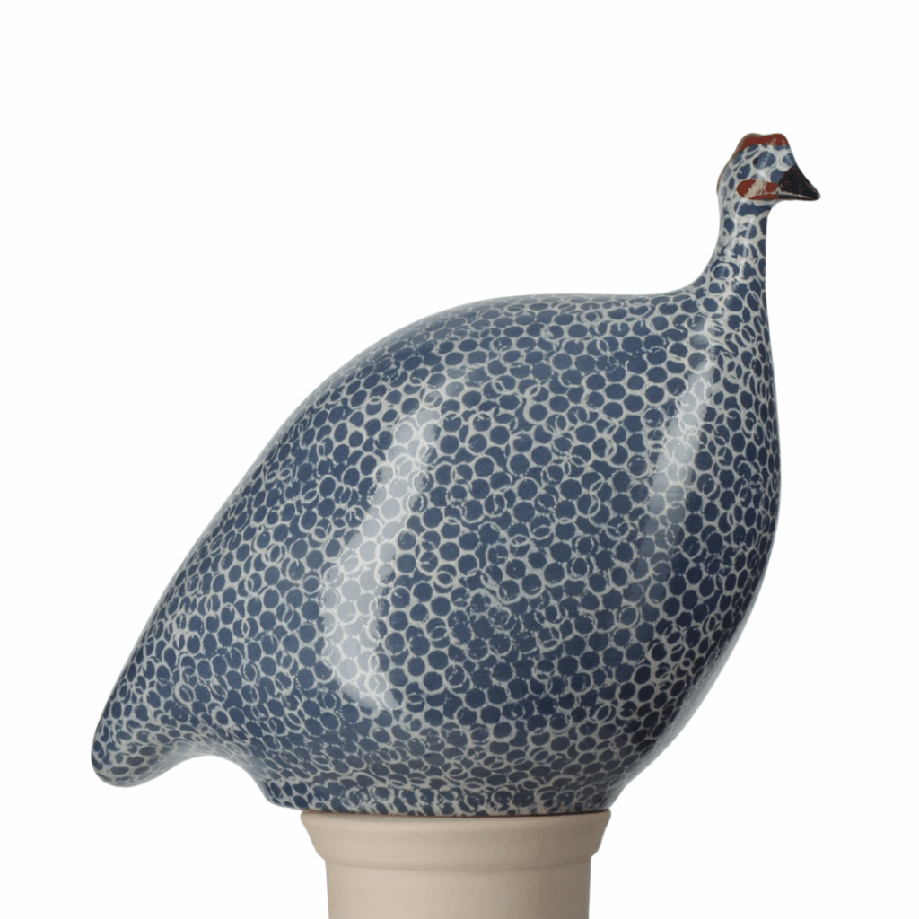Electric Blue Speckled White Guinea Hen