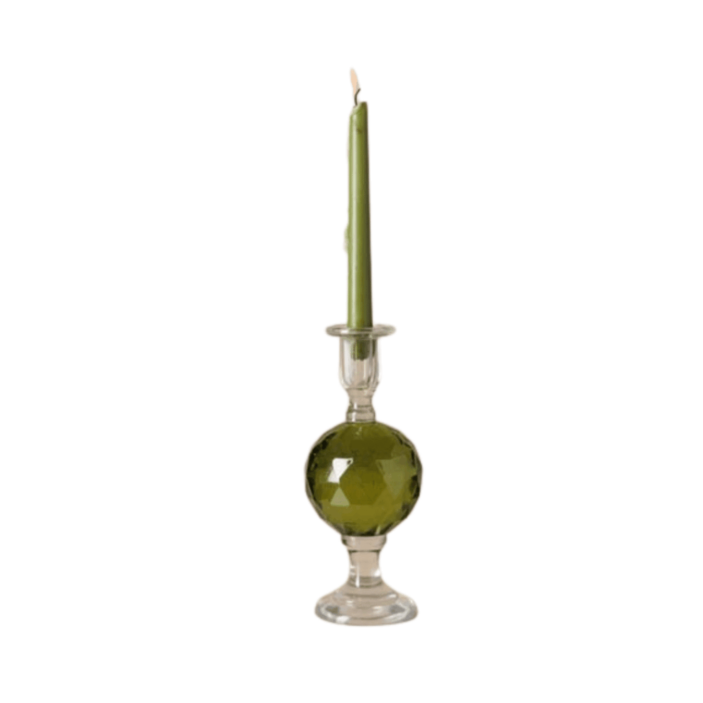 Green Glass Ball Candlestick