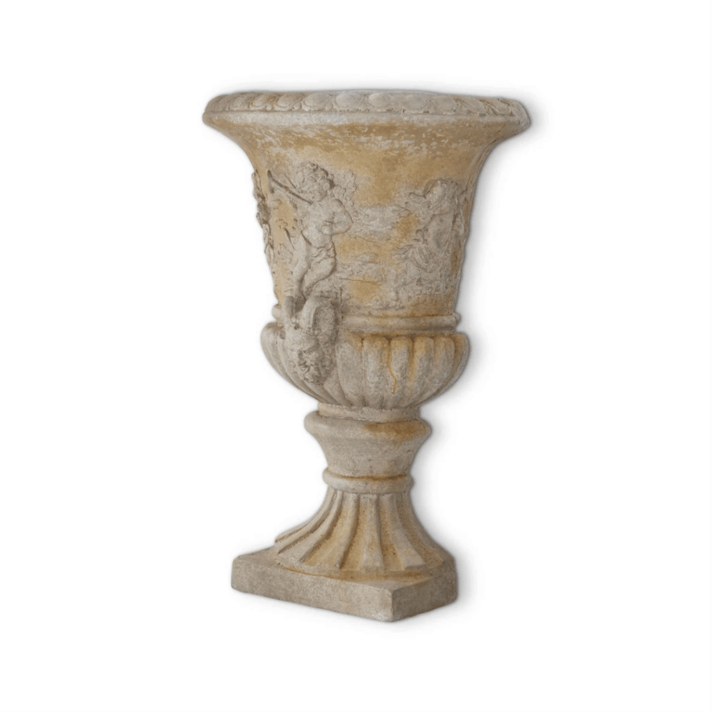 Tan & Rust Weathered Cherub Hanging Wall Urn