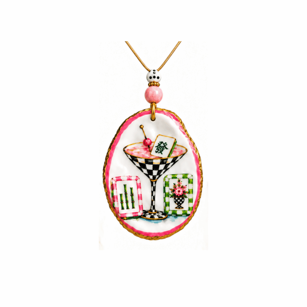 Christmas Mahjong Pendant Necklace