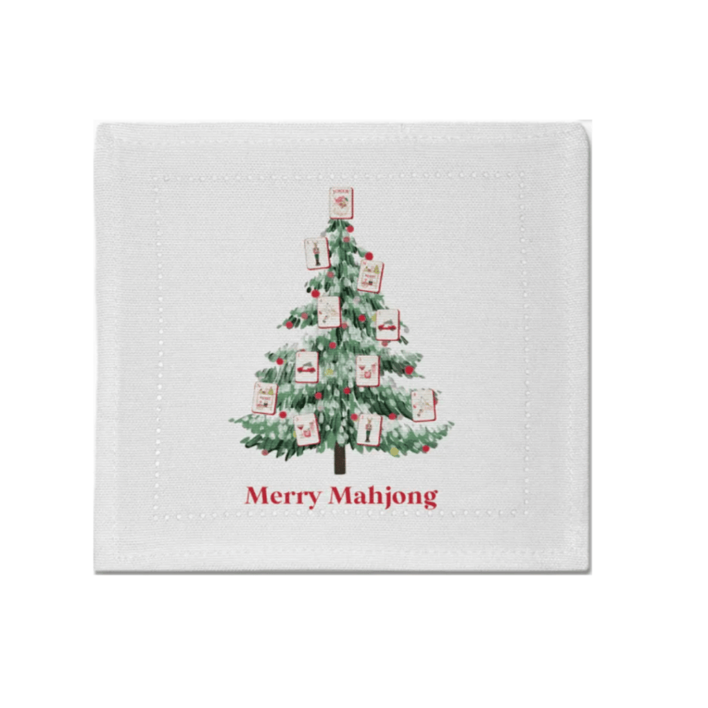 Cloth Cocktail Napkins - Merry Mahjong Tree (Set of 4)