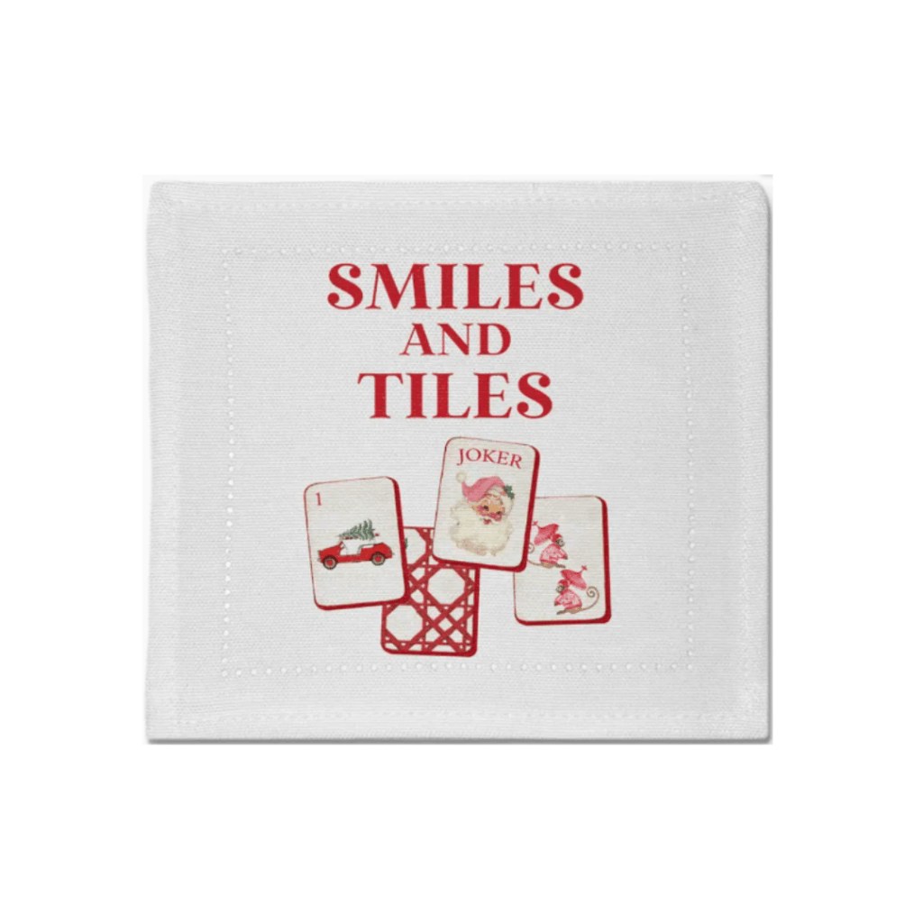Cloth Cocktail Napkins - Smiles & Tiles (Set of 4)